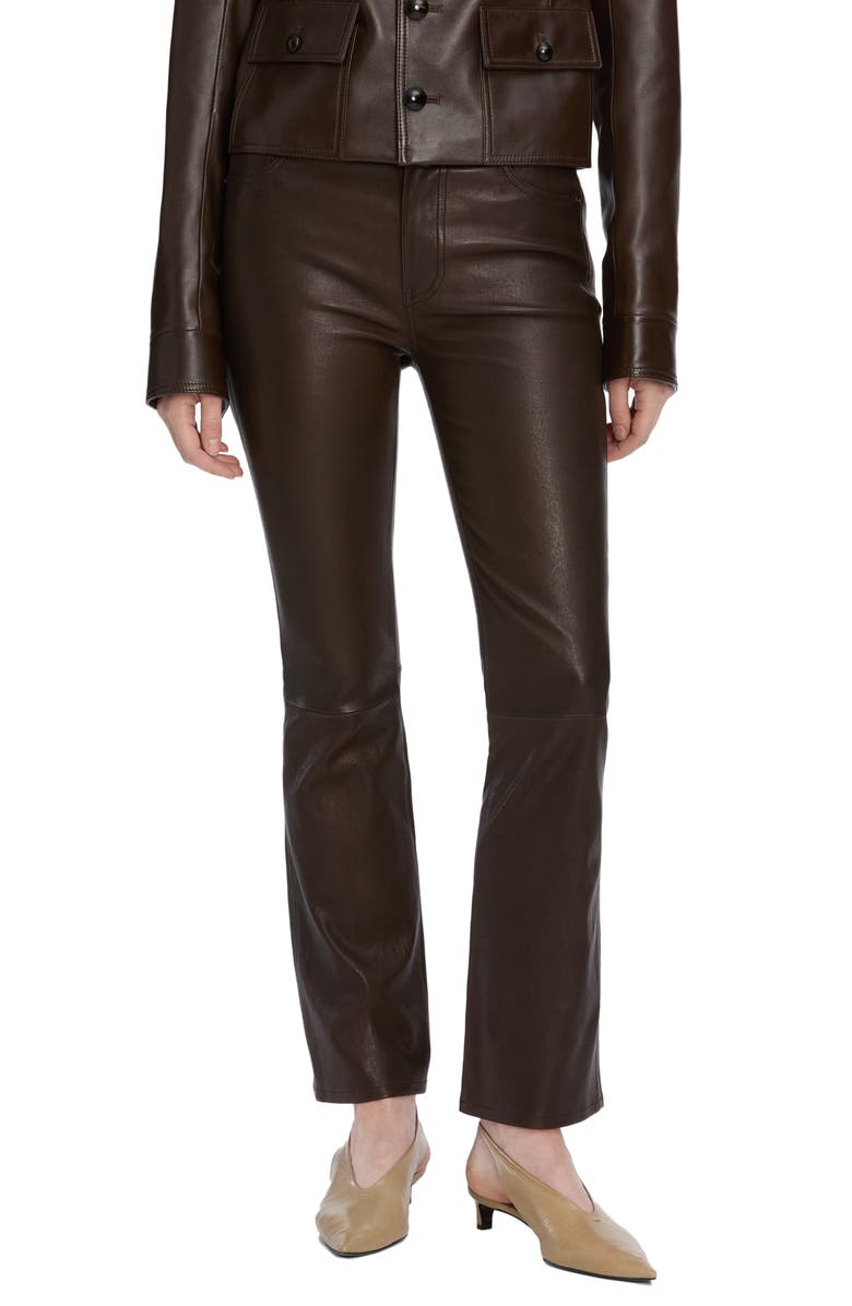 FRAME The Leather Reboot Crop Pants, Main, color, Truffle