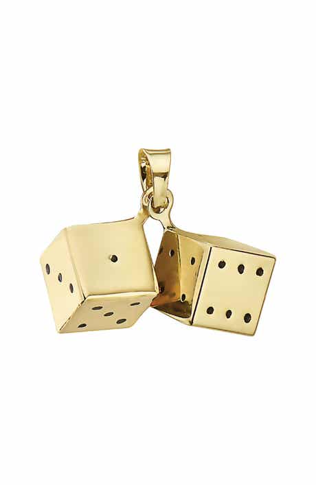 BEST SILVER 14K Gold 3D Dice Pendant