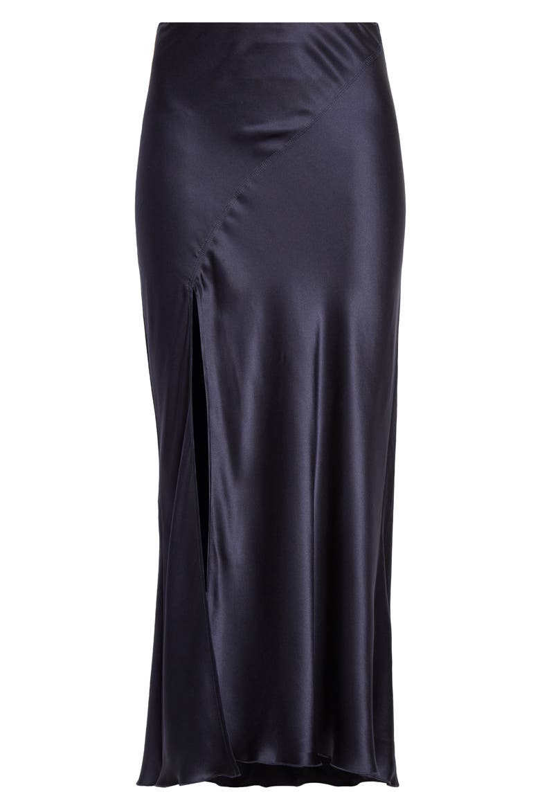 Bias Cut Silk Charmeuse Midi Skirt, Alternate, color, INK