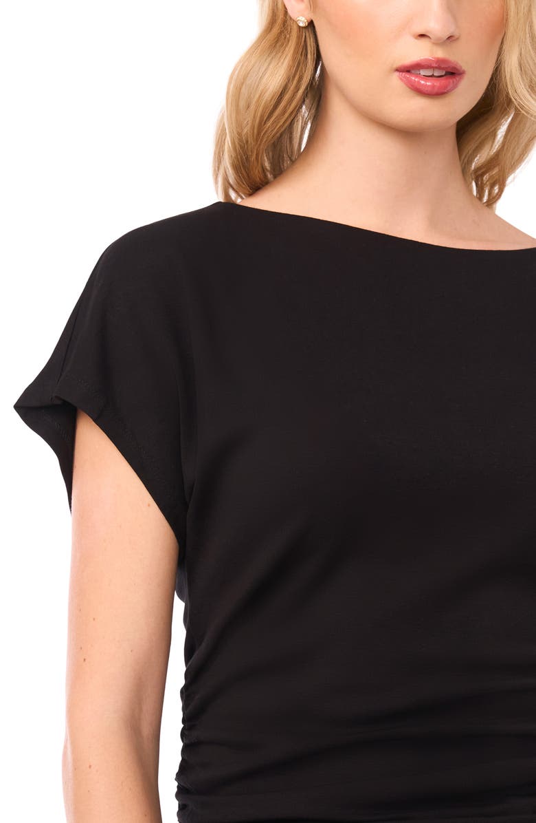 Halogen<sup>®</sup> Shirred Dolman Short Sleeve Ponte Top, Alternate, color, Rich Black
