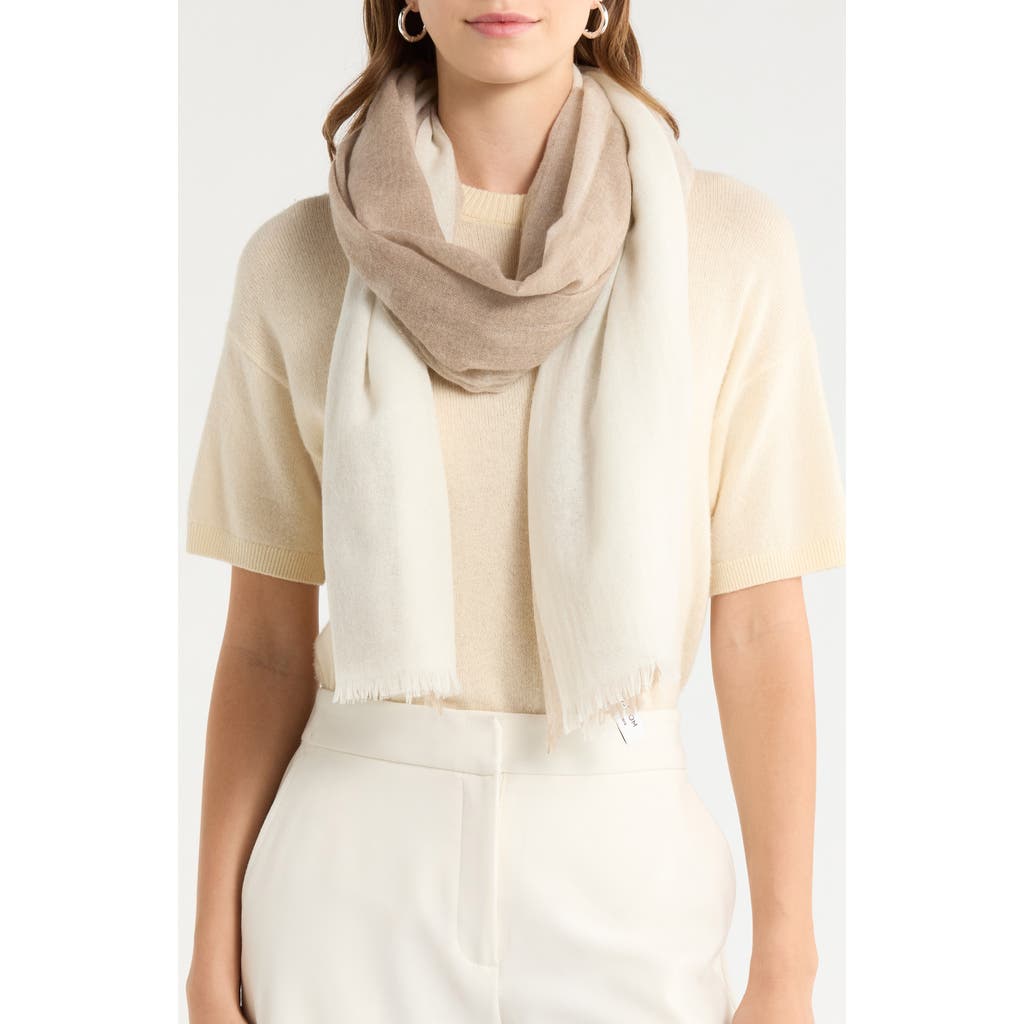 Nordstrom Checker Cashmere Scarf in Beige- Ivory at Nordstrom