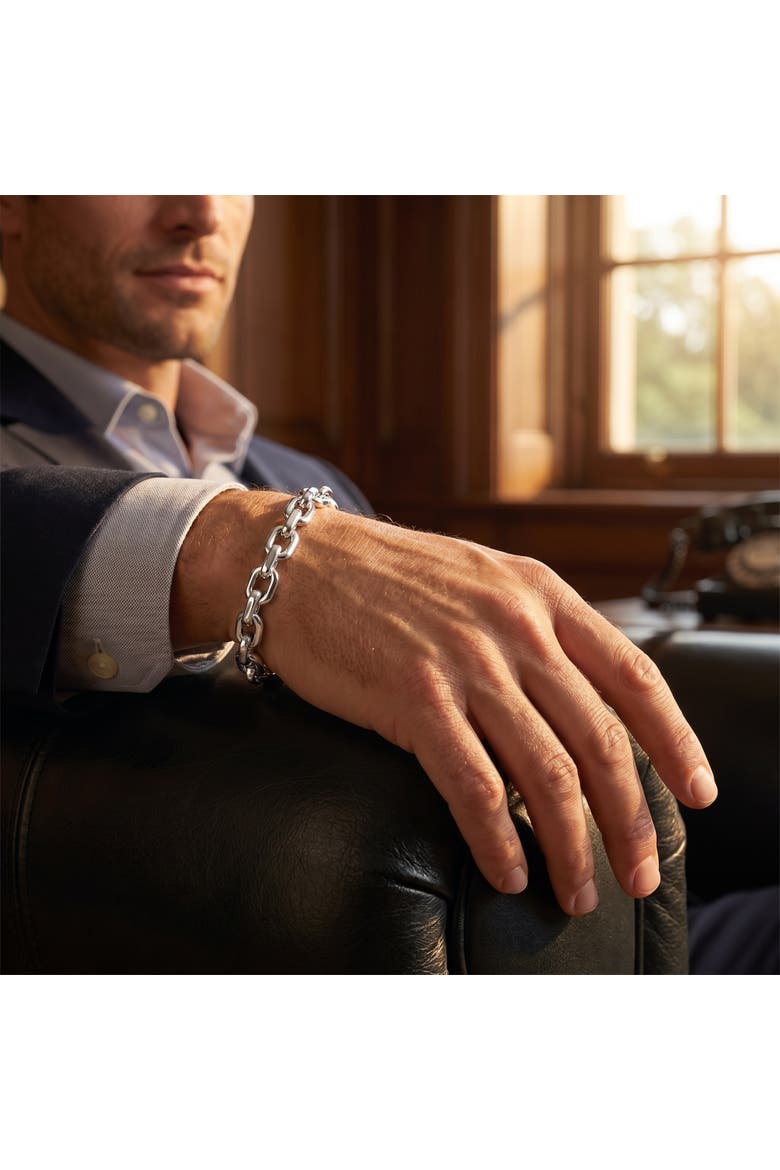 Men's Polished Steel Single Tone Oval Clasp 7.5mm Link  8.5 " Bracelet, Alternate, color, Stainless Steel