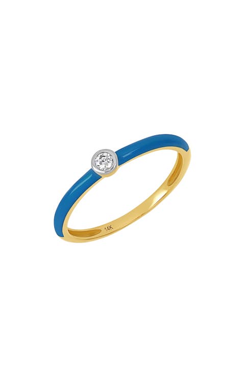 Diamond & Dark Blue Enamel Ring - 0.13ct. (Nordstrom Exclusive)