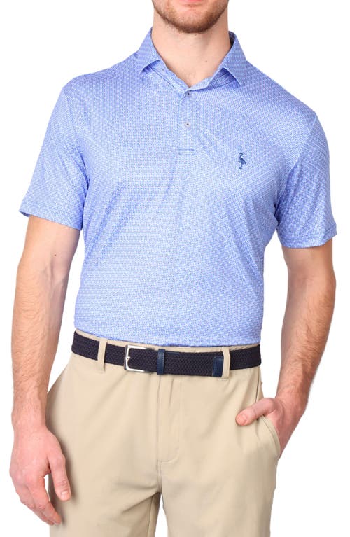 Tailorbyrd Mosaic Print Performance Polo In Blue