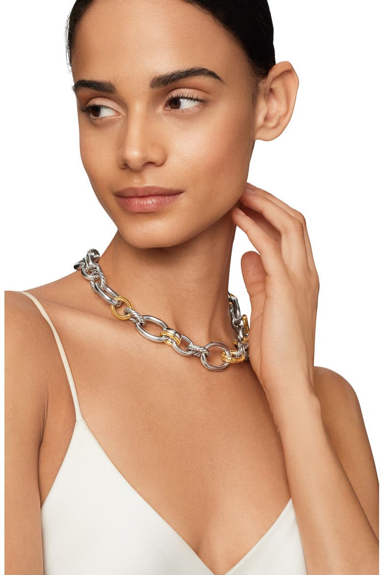 Mercer Mixed Metal Link Necklace, Alternate, color, STERLING SILVER/ 18KY GOLD