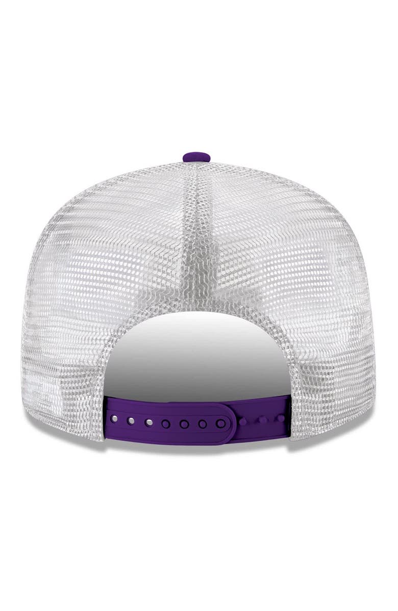 New Era Men's New Era Purple Los Angeles Lakers Core Logo Meshback 9FIFTY Snapback Hat, Alternate, color, Purple