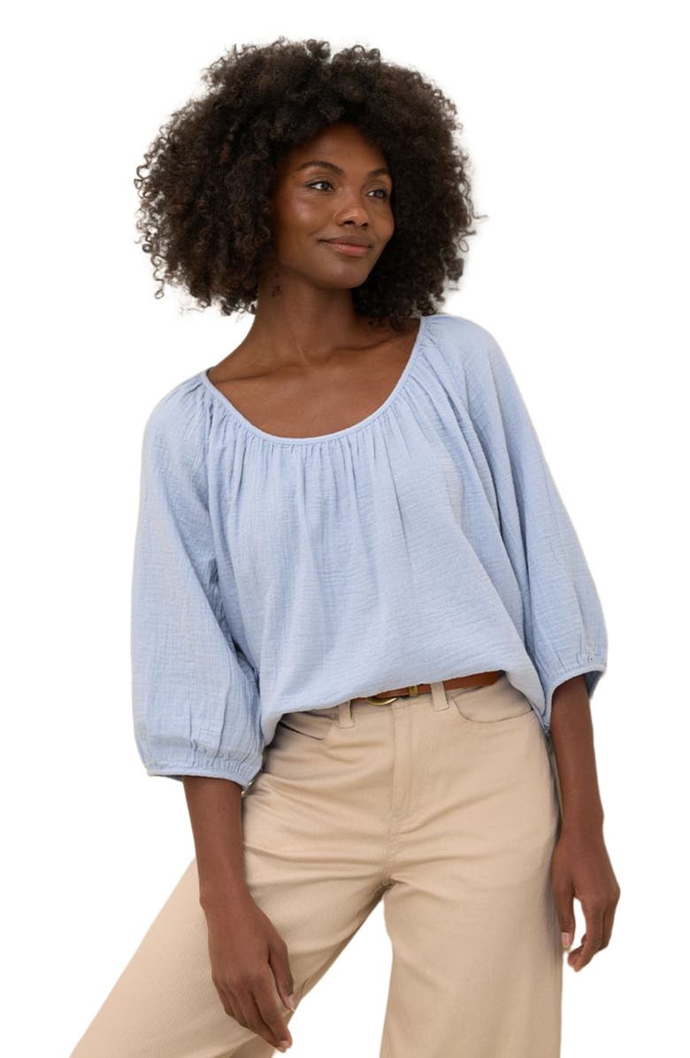 Pact Organic Cotton Coastal Double Gauze Scoop Neck Top, Main, color, Cornflower Blue