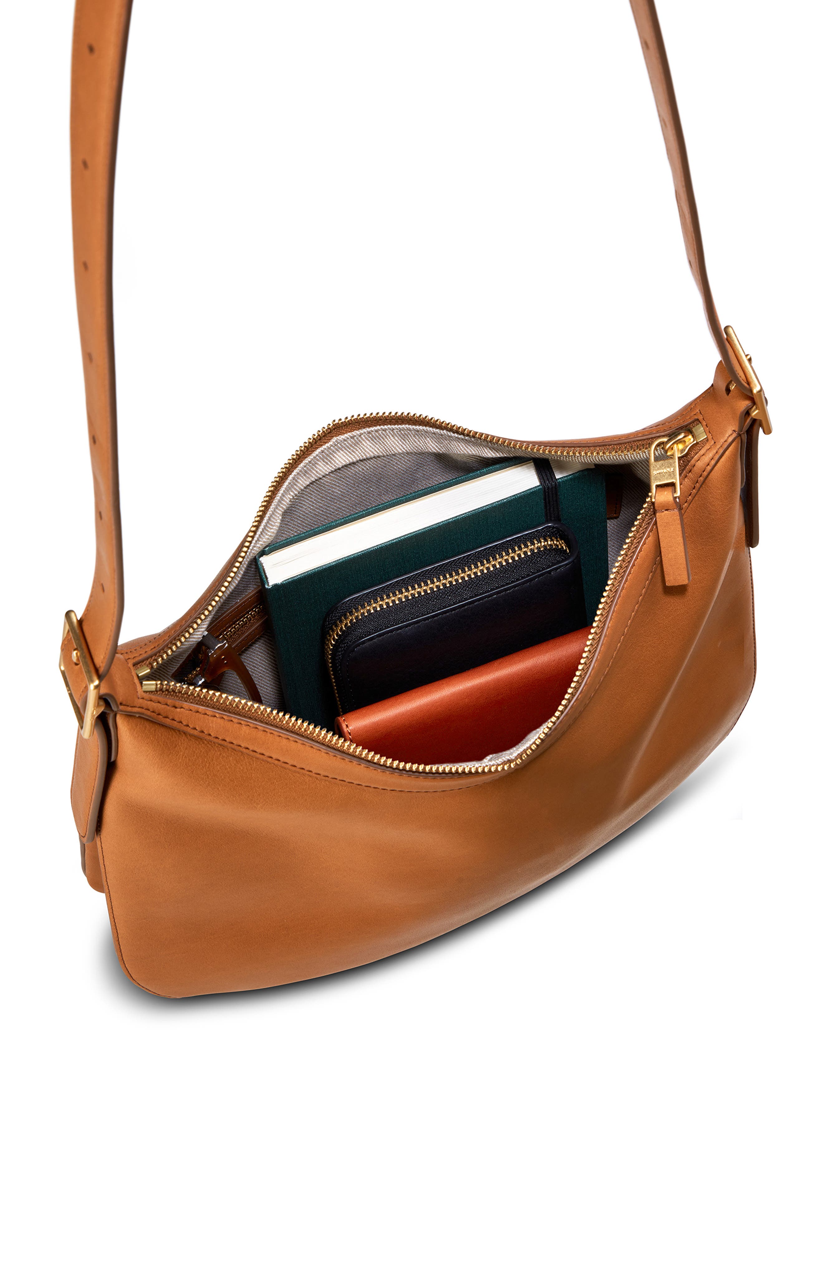 Shinola Medium Bixby Accordion Leather Crossbody Bag, Alternate, color, Tan