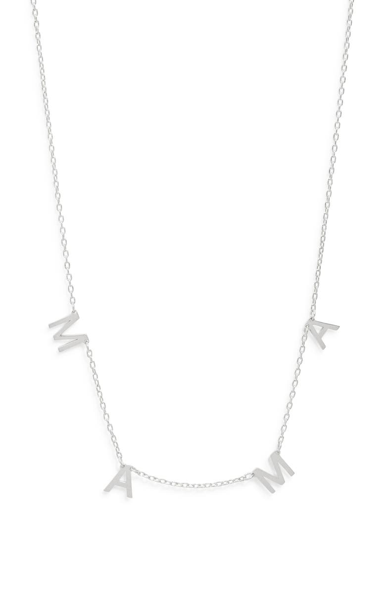 THE SIS KISS Mini Mama Necklace, Main, color, Silver No Crystals