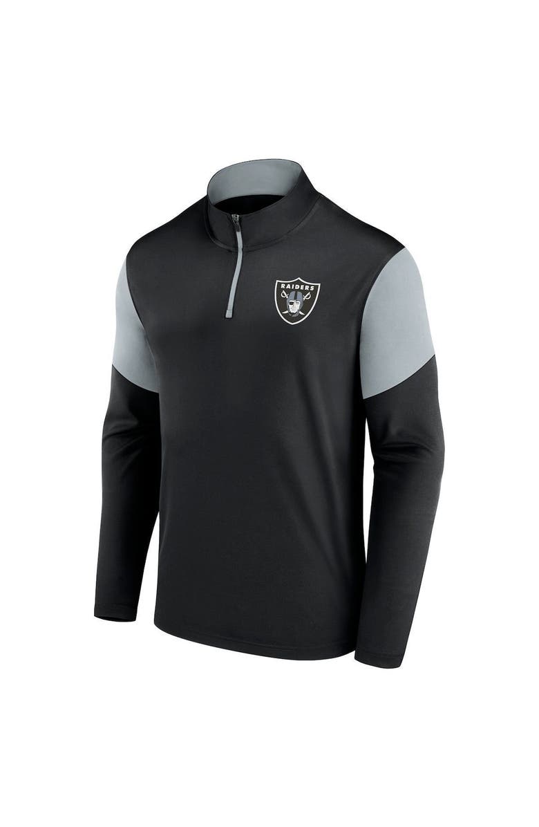 FANATICS Men's Fanatics Branded Black/Silver Las Vegas Raiders Primary Logo Quarter-Zip Jacket, Alternate, color, 