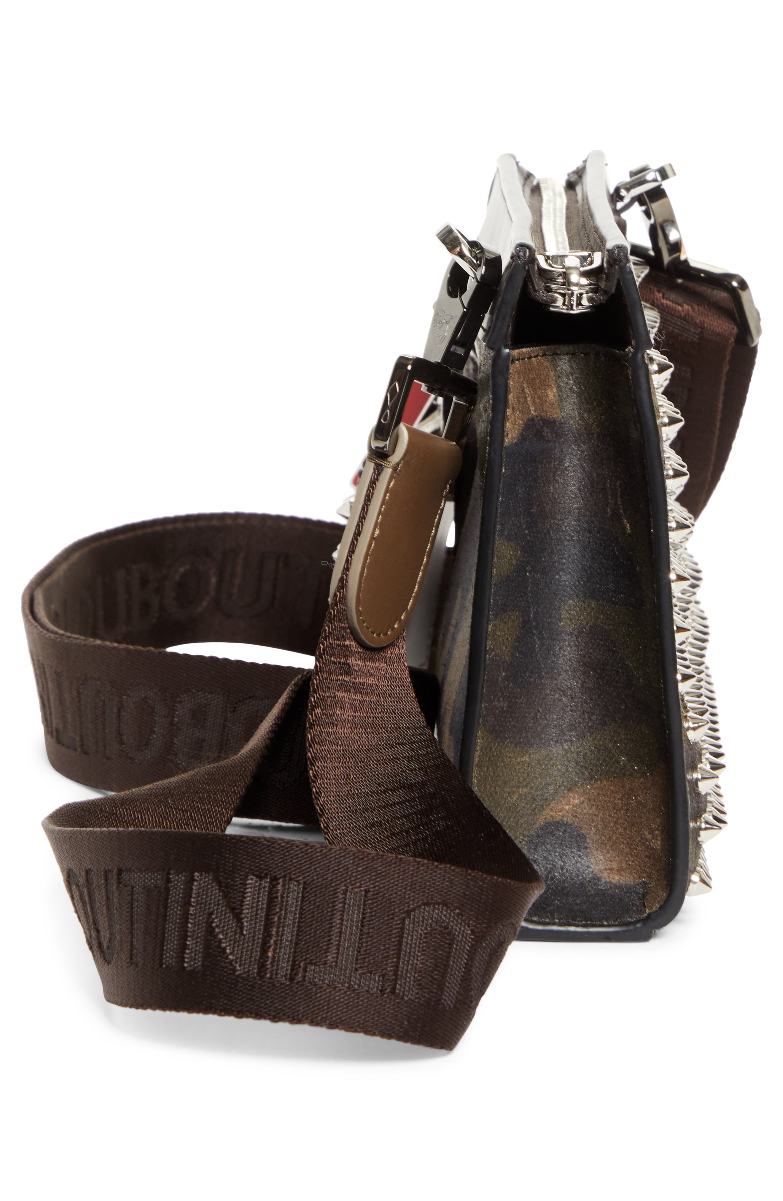 Christian Louboutin Funky Camo Crossbody Bag, Alternate, color, Cafe/ Green/ Gun Metal