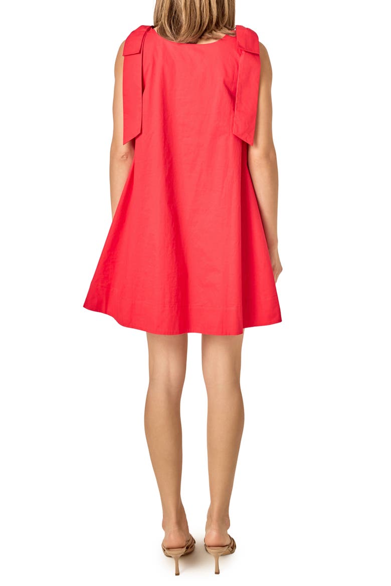 Bow Shoulder Sleeveless Cotton Minidress, Alternate, color, RED