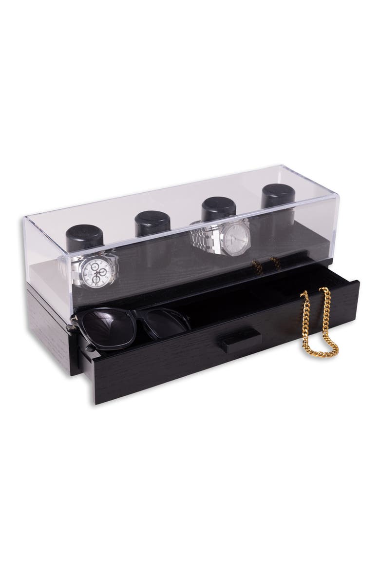 Wood & Acrylic Watch Case, Alternate, color, BLACK