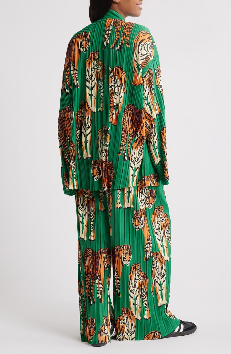 Dressed in Lala The Show Must Go On Pleated Shirt & Pants Set, Alternate, color, Tiger Tales Green