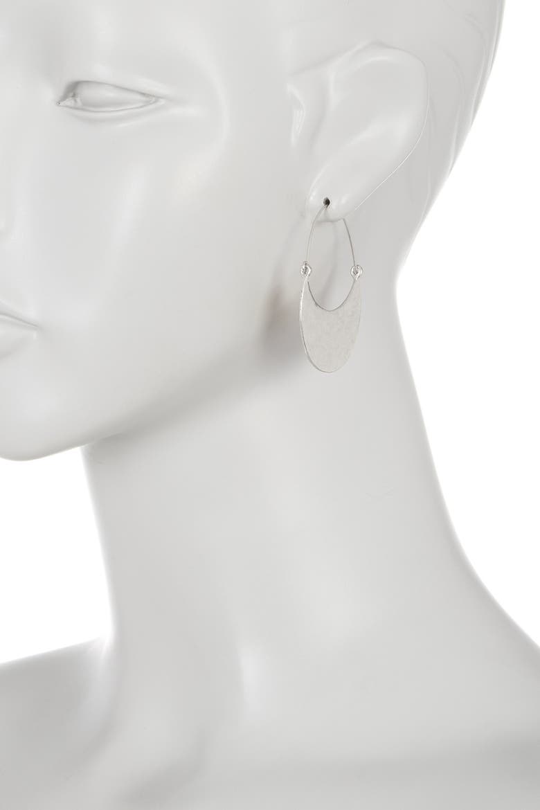 Half Crescent Hoop Earrings, Alternate, color, RHODIUM