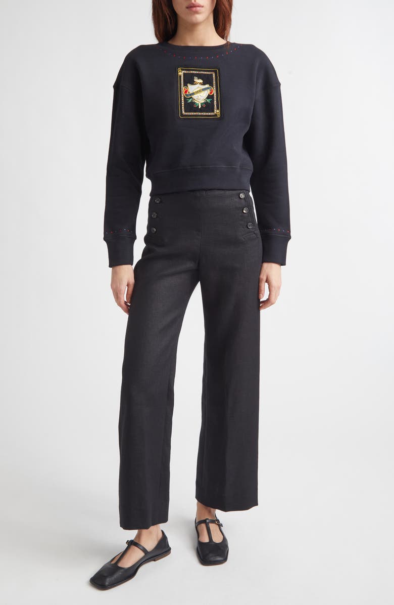 Bode Bullion Card Cotton Graphic Sweatshirt, Alternate, color, Black