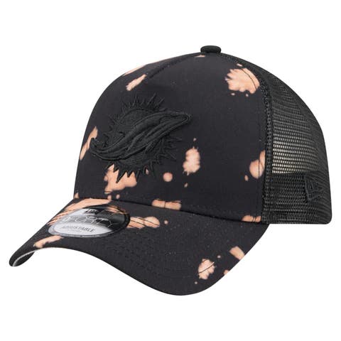 Men's New Era Black Miami Dolphins Bleached 9FORTY A-Frame Adjustable Hat