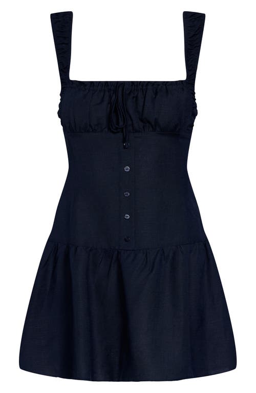 Lioness Heart Shaped Linen Blend Minidress In Blue