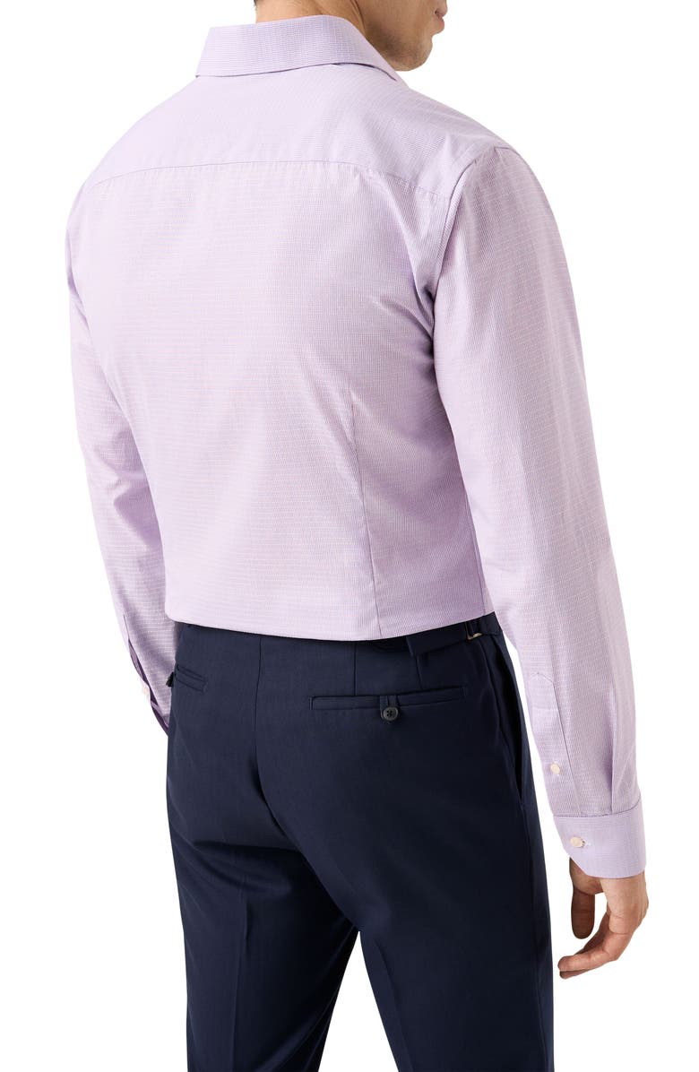 Eton Slim Fit Purple Check Cotton Dobby Dress Shirt, Alternate, color, Light Purple