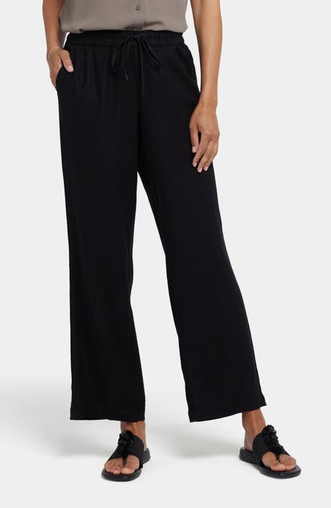 Relaxed Tie Waist Linen Blend Pants (Petite)