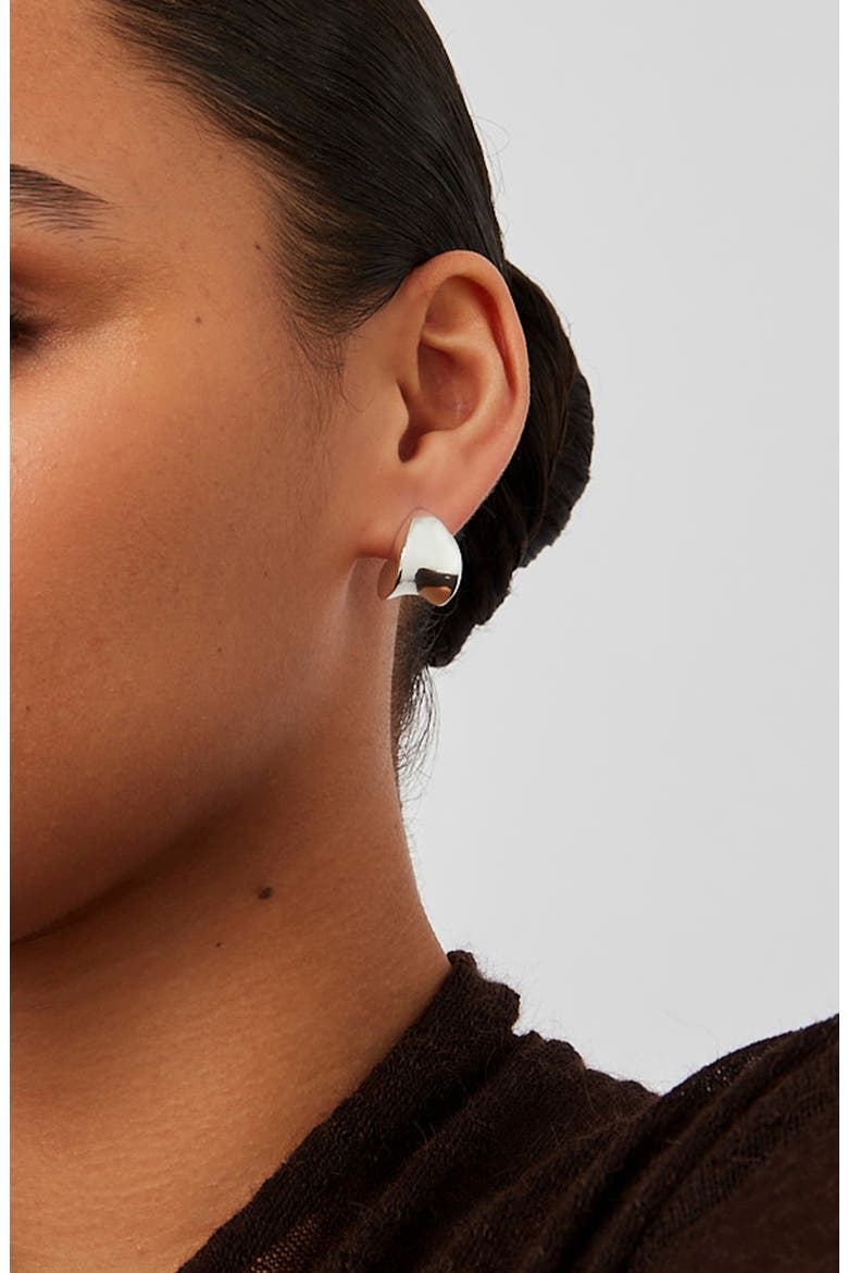 Small Paige Puff Earrings, Alternate, color, HIGH POLISH SILVER