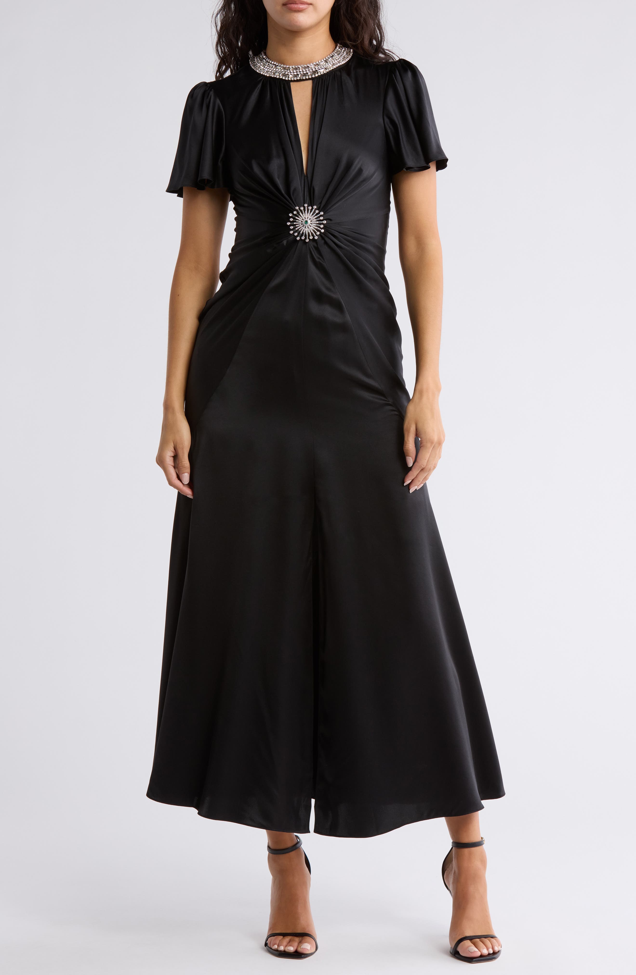 Cinq à Sept Sharma Short Sleeve Silk Maxi Dress