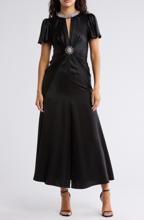 Sharma Short Sleeve Silk Maxi Dress