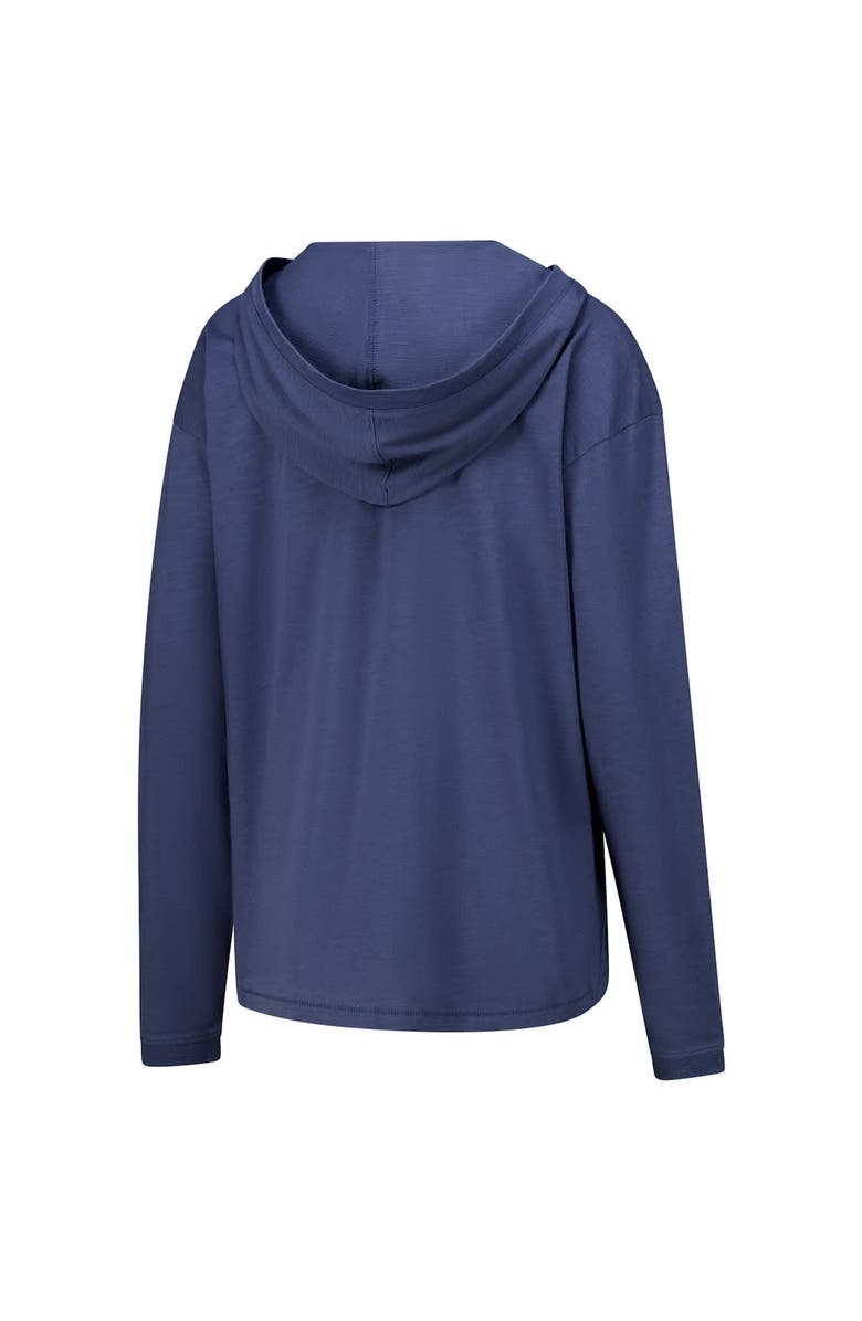 LEAGUE COLLEGIATE WEAR Women's League Collegiate Wear Navy Michigan Wolverines Slub Long Sleeve V-Neck Hoodie T-Shirt, Alternate, color, Navy