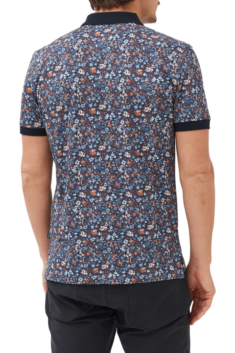 Bay of Plenty Sports Fit Floral Cotton Piqué Polo, Alternate, color, INK