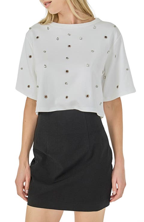 Rhinestone Crop T-Shirt