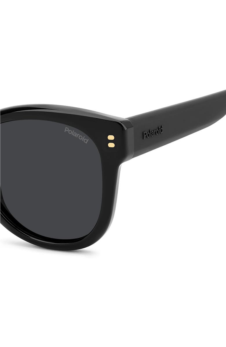 Polaroid 50mm Polarized Round Sunglasses, Alternate, color, Black/ Grey