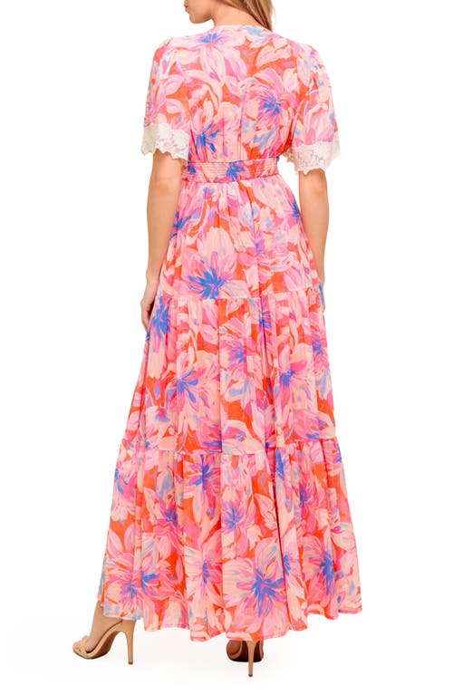 Flying Tomato Floral Lace V-neck Maxi Dress In Pink