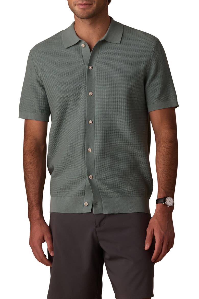 BreezeKnit Short Sleeve Button-Up Shirt, Main, color, JUNIPER