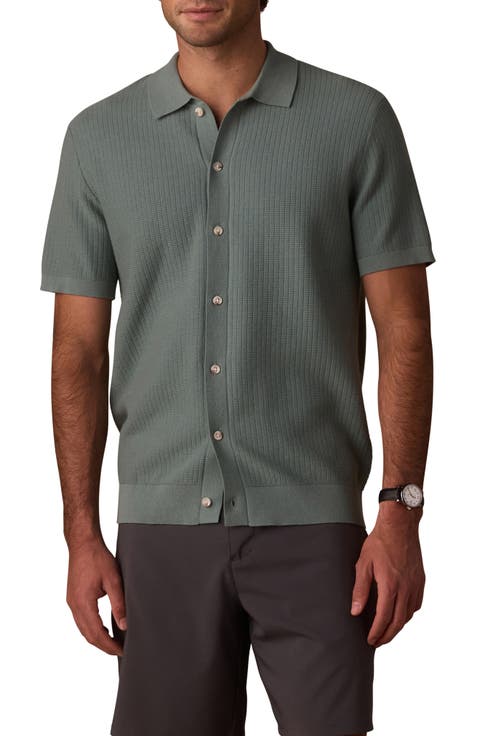 BreezeKnit Short Sleeve Button-Up Shirt