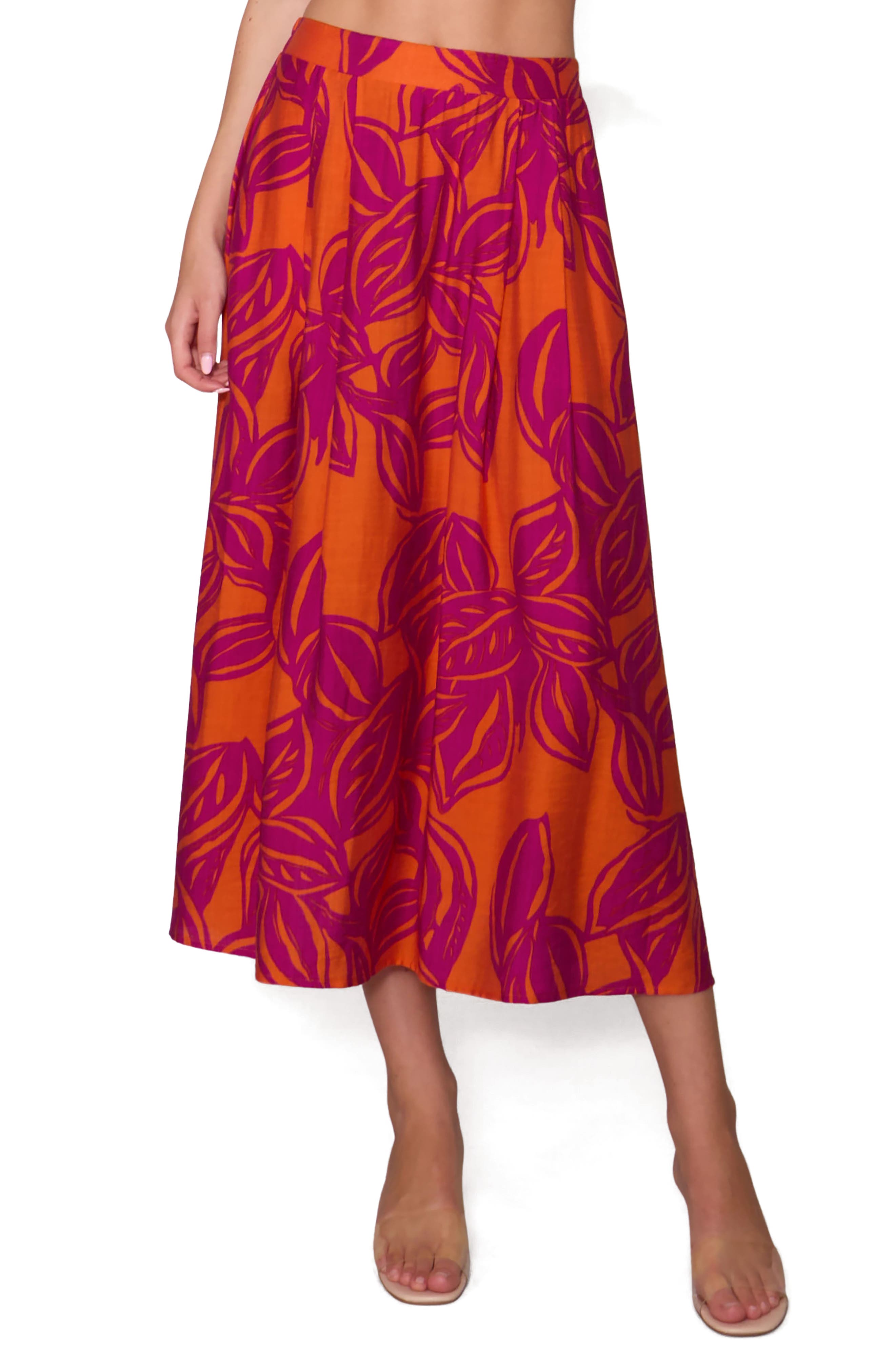 MELLODAY Floral Print Midi Skirt