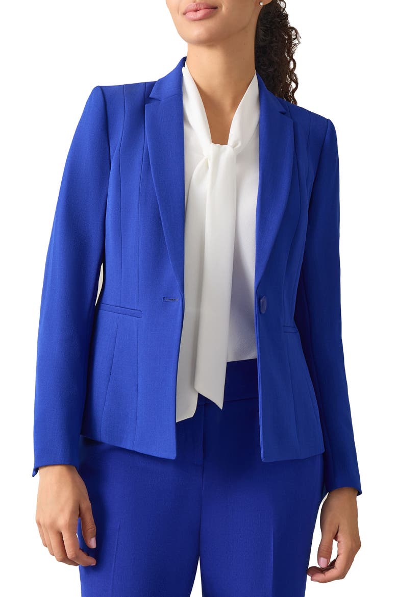 Stretch Crepe One-Button Blazer, Main, color, ROYAL SIGNATURE