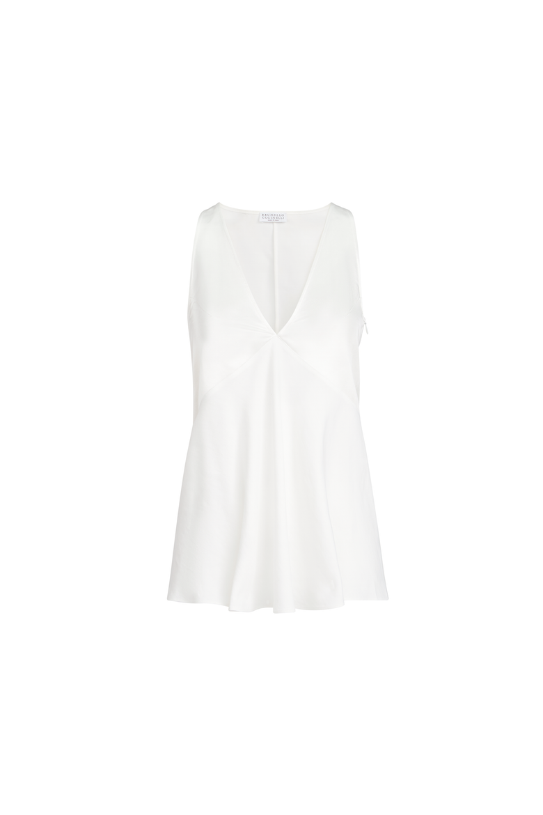 Satin top, Alternate, color, White