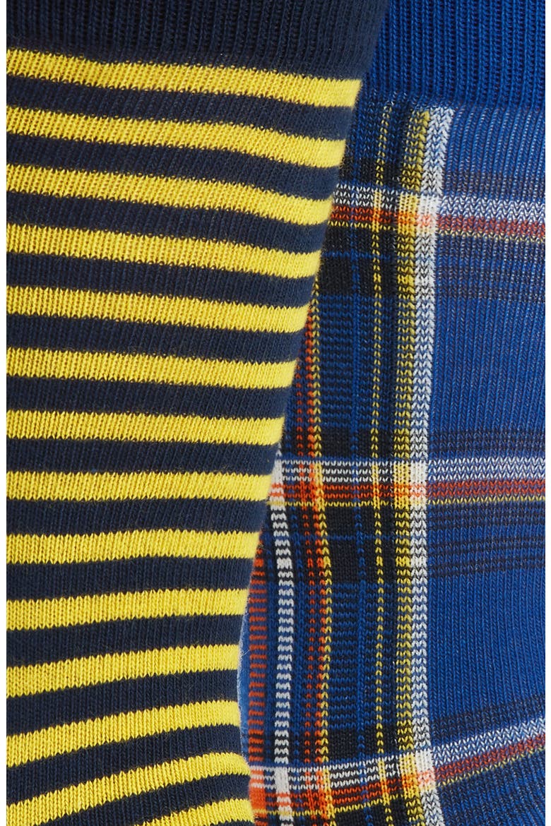 Assorted 2-Pack Plaid & Stripe Dress Socks, Alternate, color, BLUE/ YELLOW MULTI