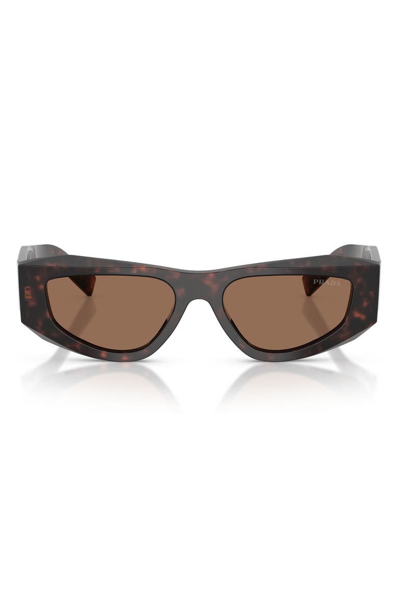Prada 53mm Pillow Sunglasses, Main, color, Root Tortoise / Dark Brown