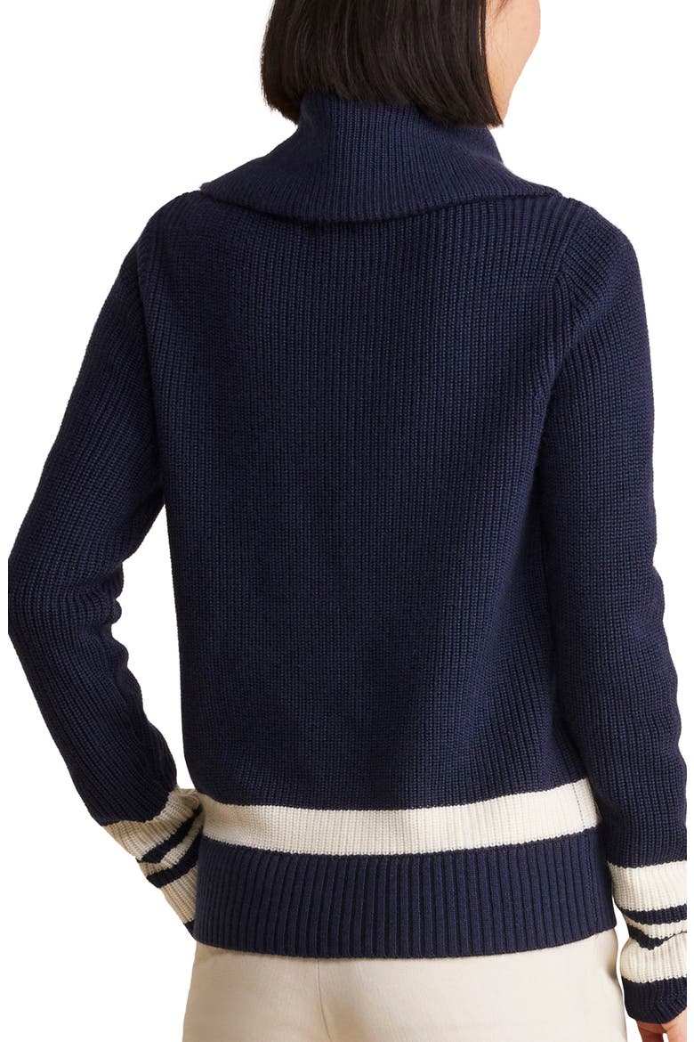 Stripe Half-Zip Merino Wool Sweater, Alternate, color, NAUTICAL NAVY