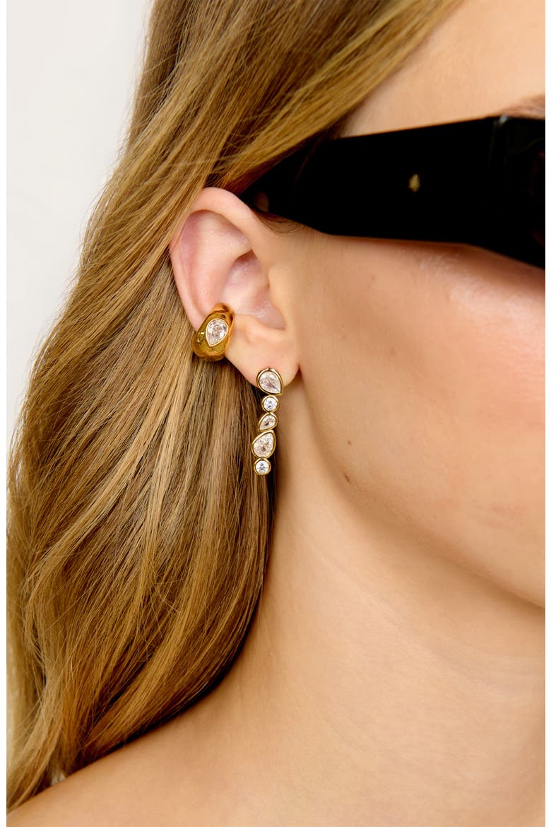 Charlotte Cubic Zirconia Ear Cuff, Alternate, color, GOLD