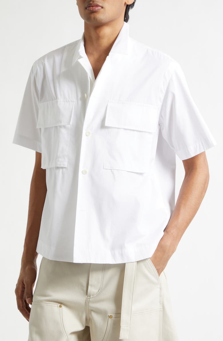 Sacai Poplin Camp Shirt, Alternate, color, Off White
