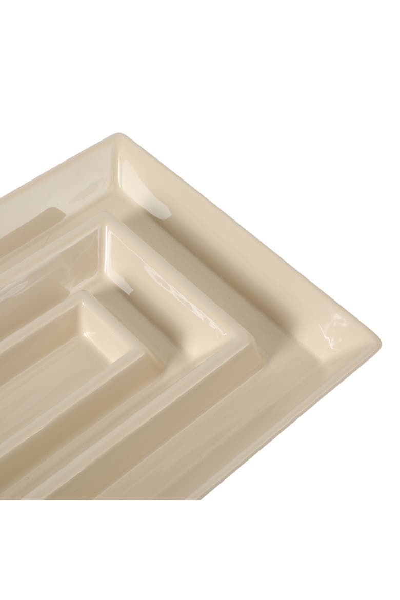 Gracious Dining 3-Section Stoneware Serving Tray with Acacia Lid, Alternate, color, Taupe
