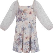 Speechless Kids' Floral Long Sleeve Scuba Dress