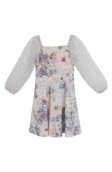 Speechless Kids' Floral Long Sleeve Scuba Dress