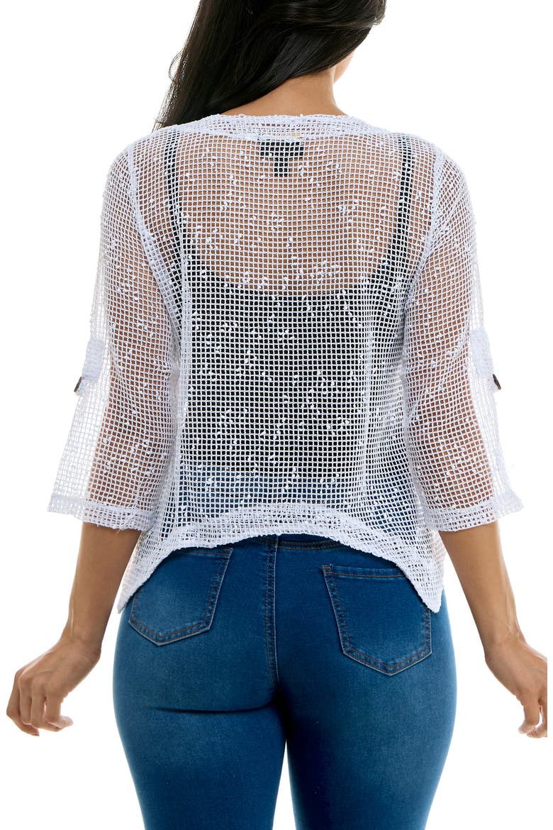 Open Knit Bolero Cardigan, Alternate, color, WHITE