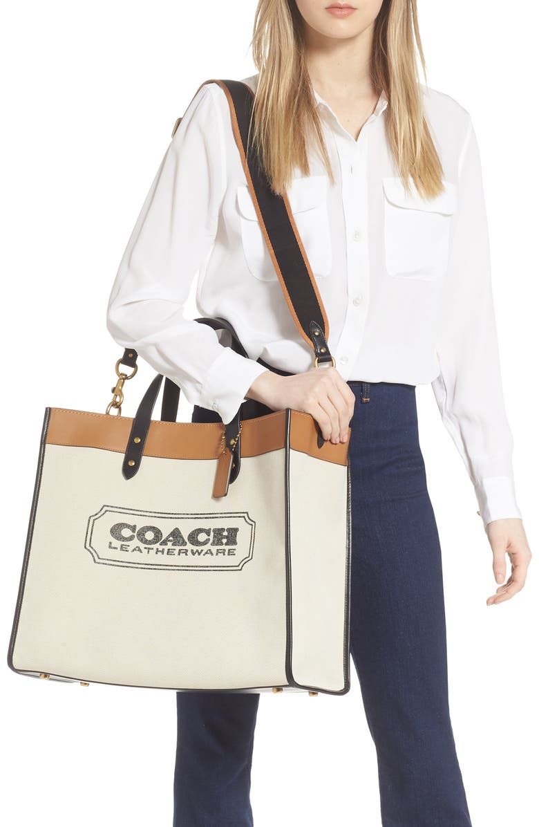 COACH Field Logo Canvas Tote, Alternate, color,