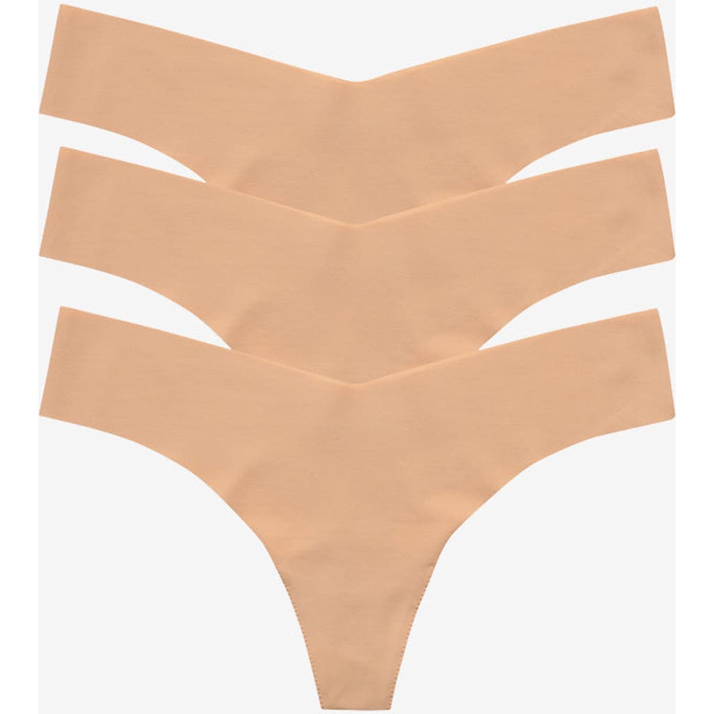 Commando Classic Solid Thong 3-pack In Beige