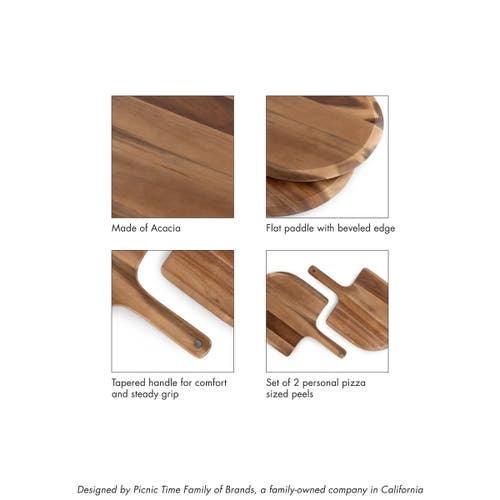 Toscana Acacia Personal Pizza Peel Serving Board Paddle Set Of 2 In Brown