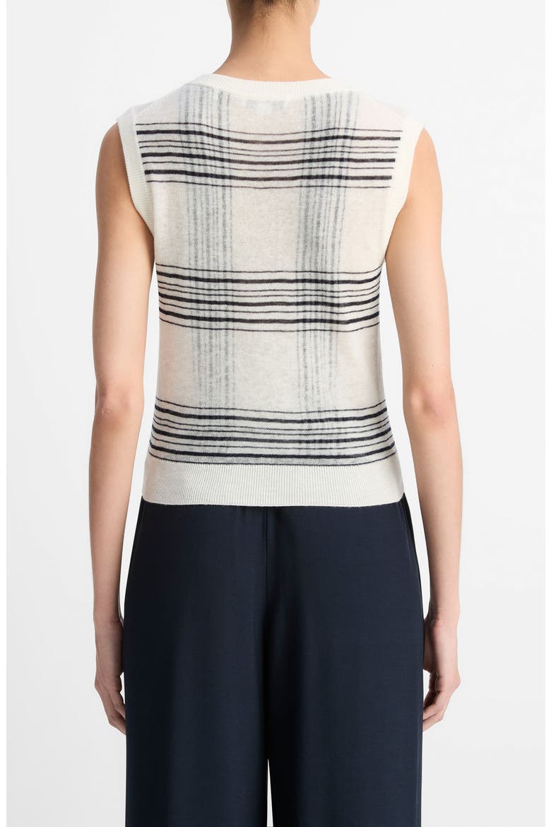 Plaid V-Neck Wool Sweater Vest, Alternate, color, OFF WHITE/COASTAL